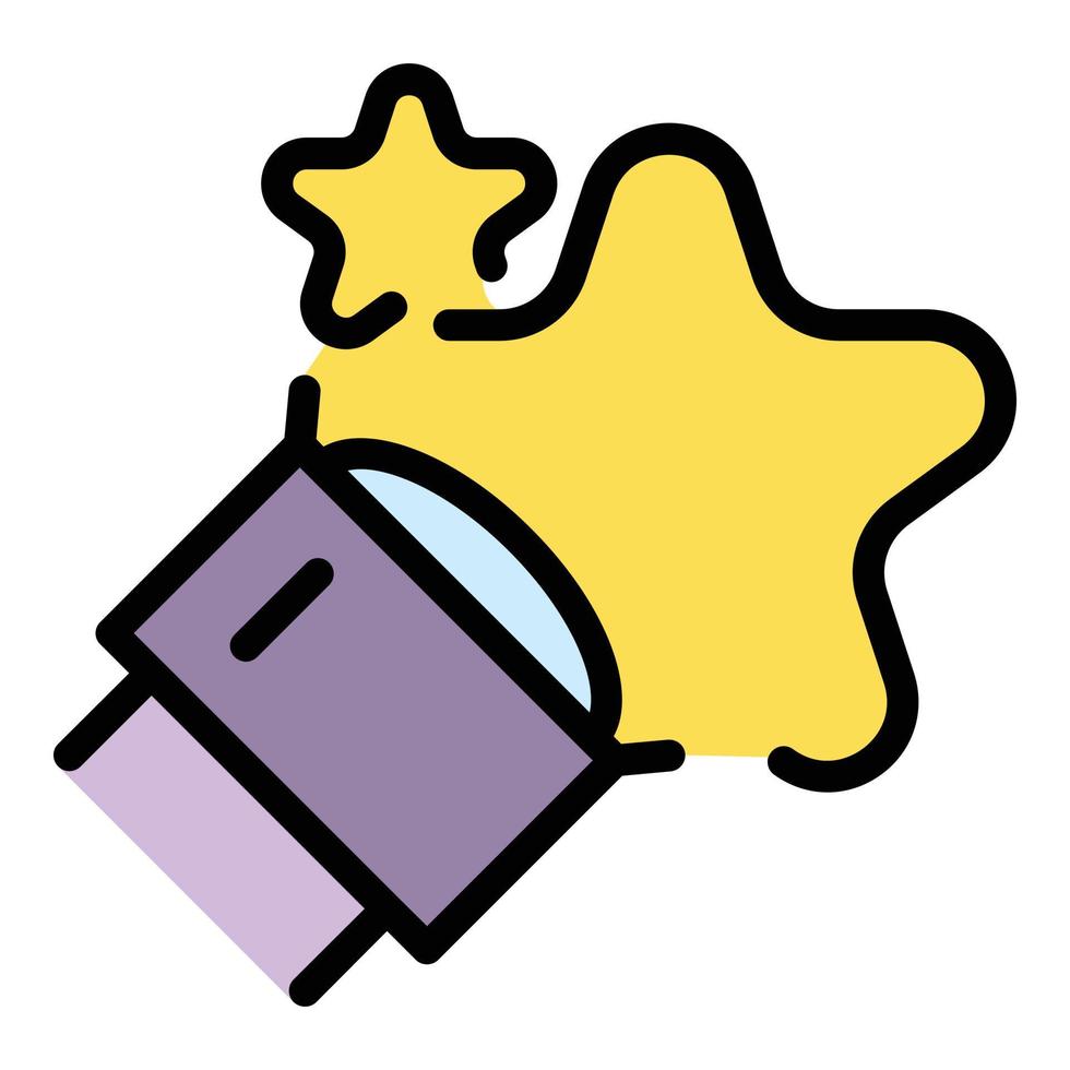 Telescope lens star icon color outline vector