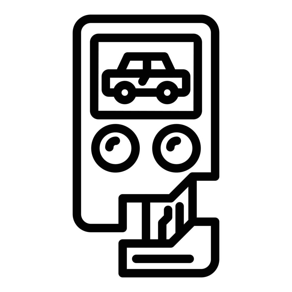 vector de contorno de icono de llave digital de coche inteligente. control remoto de coche