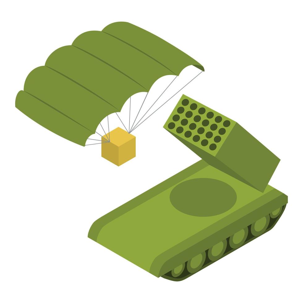 icono de tecnología militar vector isométrico. icono de sistema de cohetes de lanzamiento múltiple