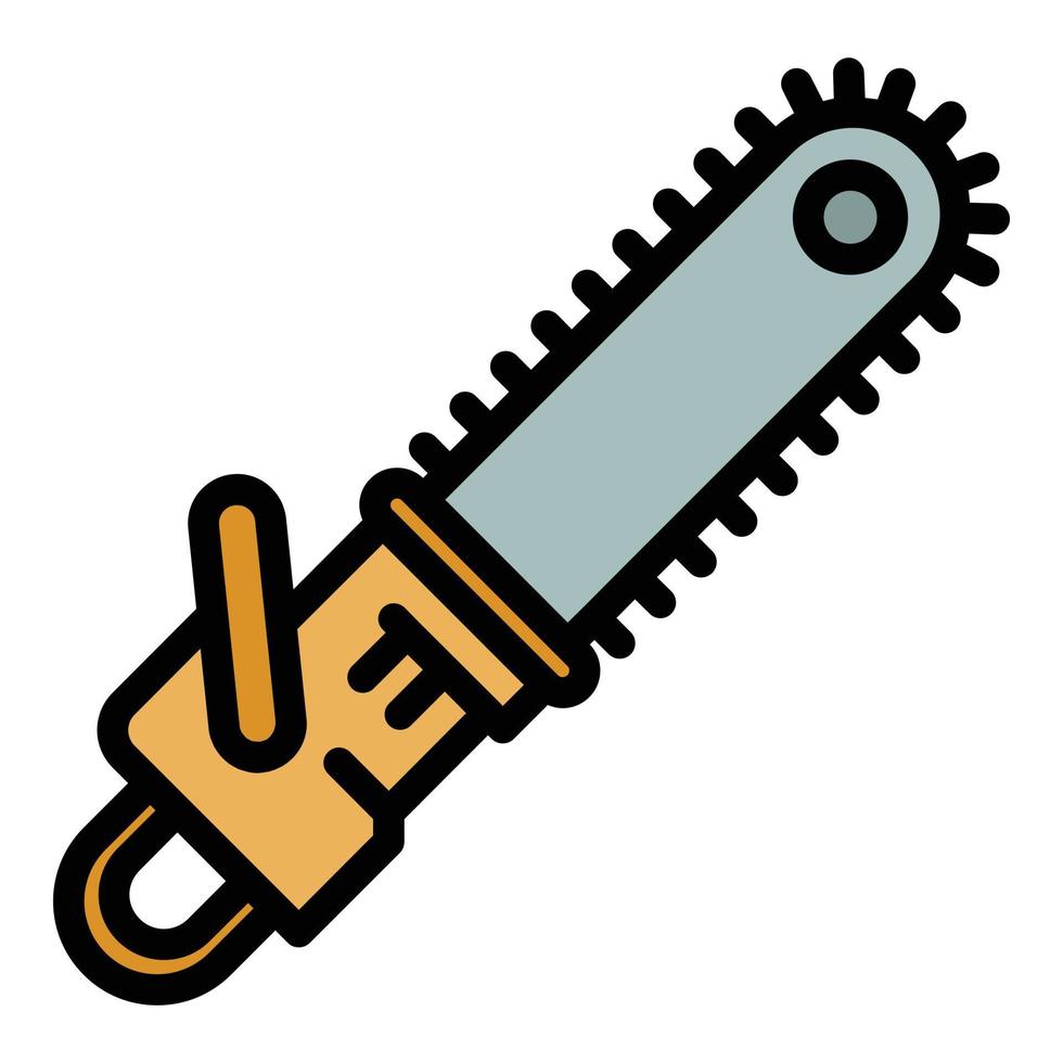 Carpentry chainsaw icon color outline vector