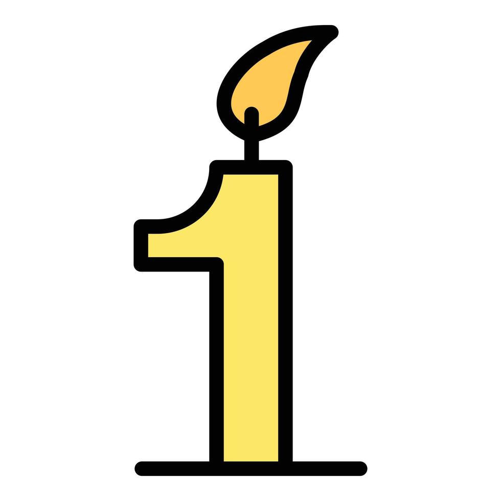 Candle number one icon color outline vector