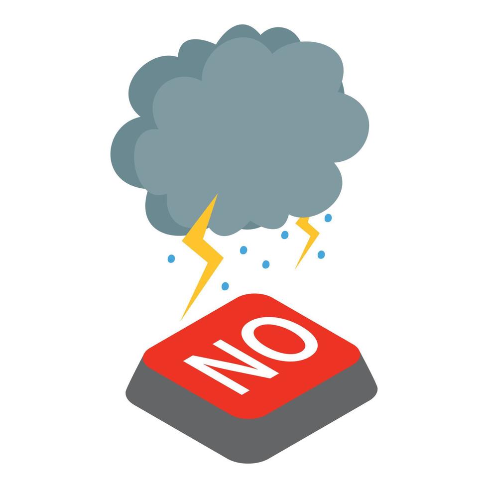 Thunderstorm icon isometric vector. Thundercloud rain with lightning button no vector