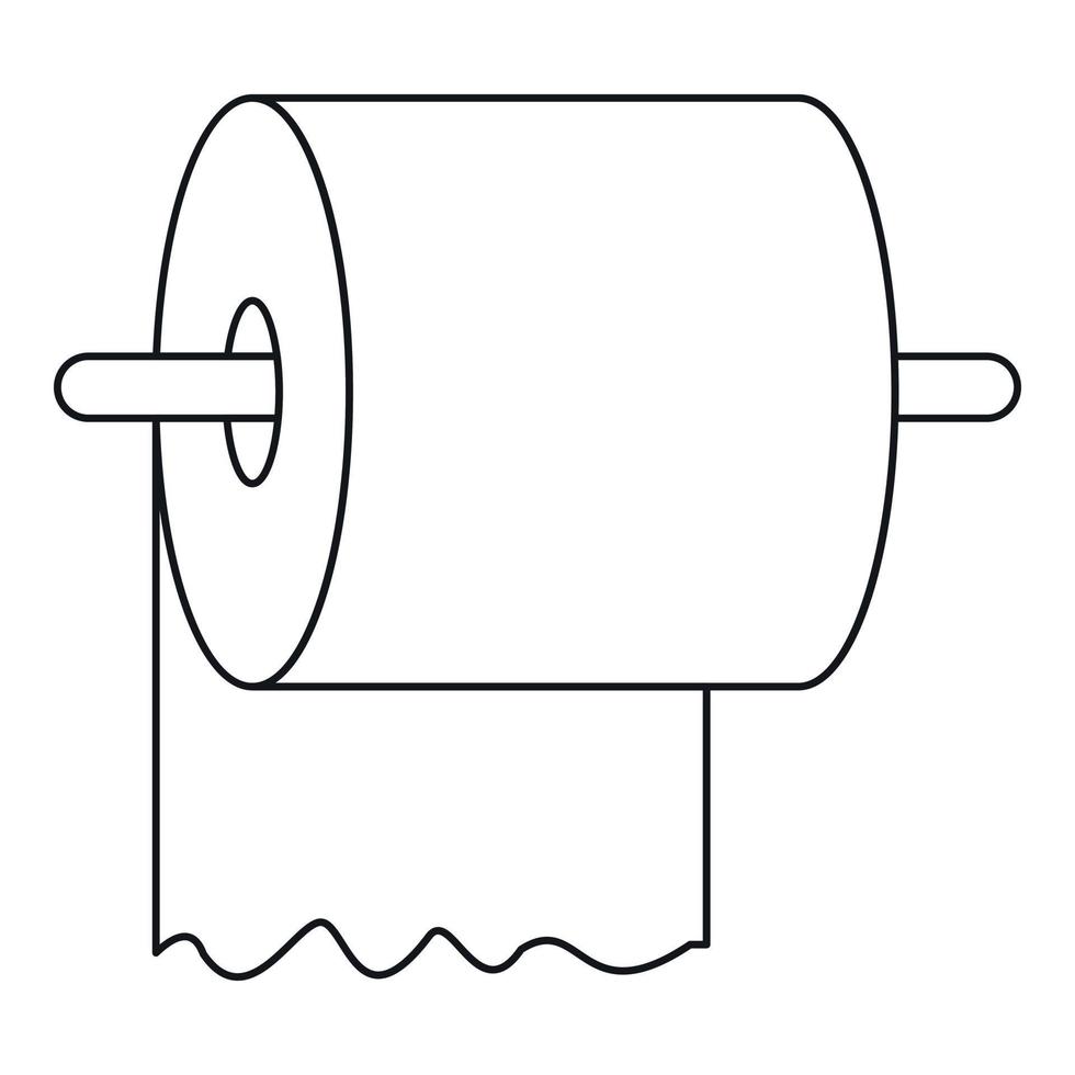 Toilet paper on holder icon, outline style vector