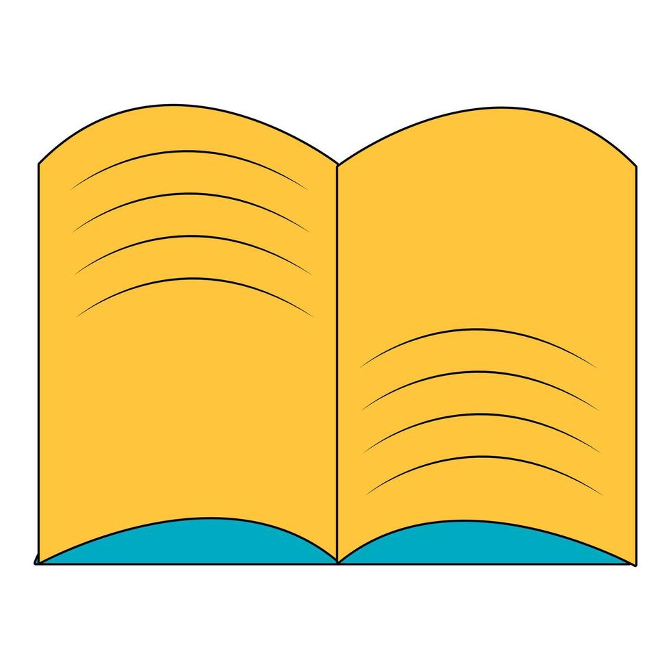 Old open magic book icon, cartoon style vector