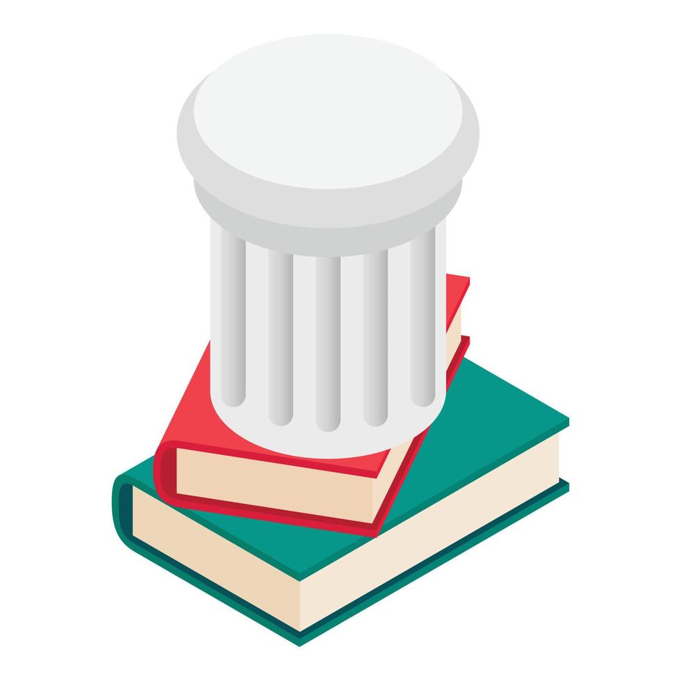 Education concept icon isometric vector. White column and two closed paper book vector