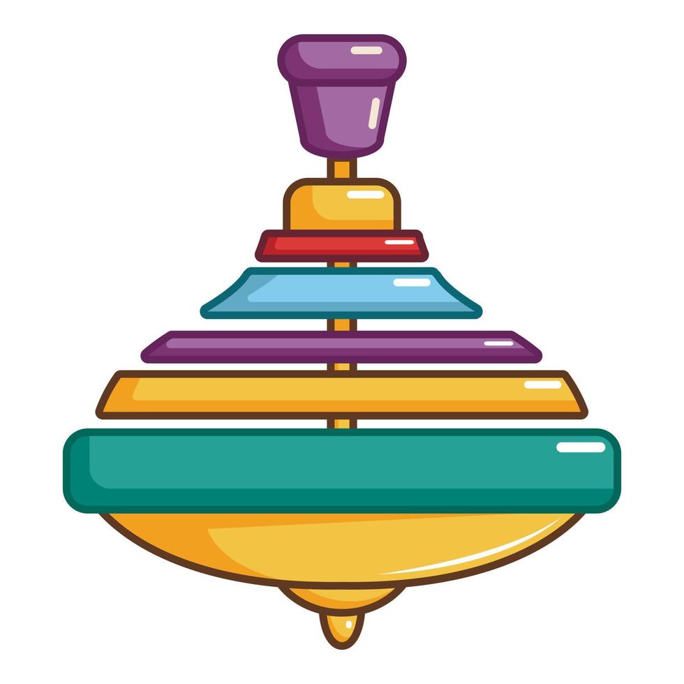 Colorful spinning top icon, cartoon style vector