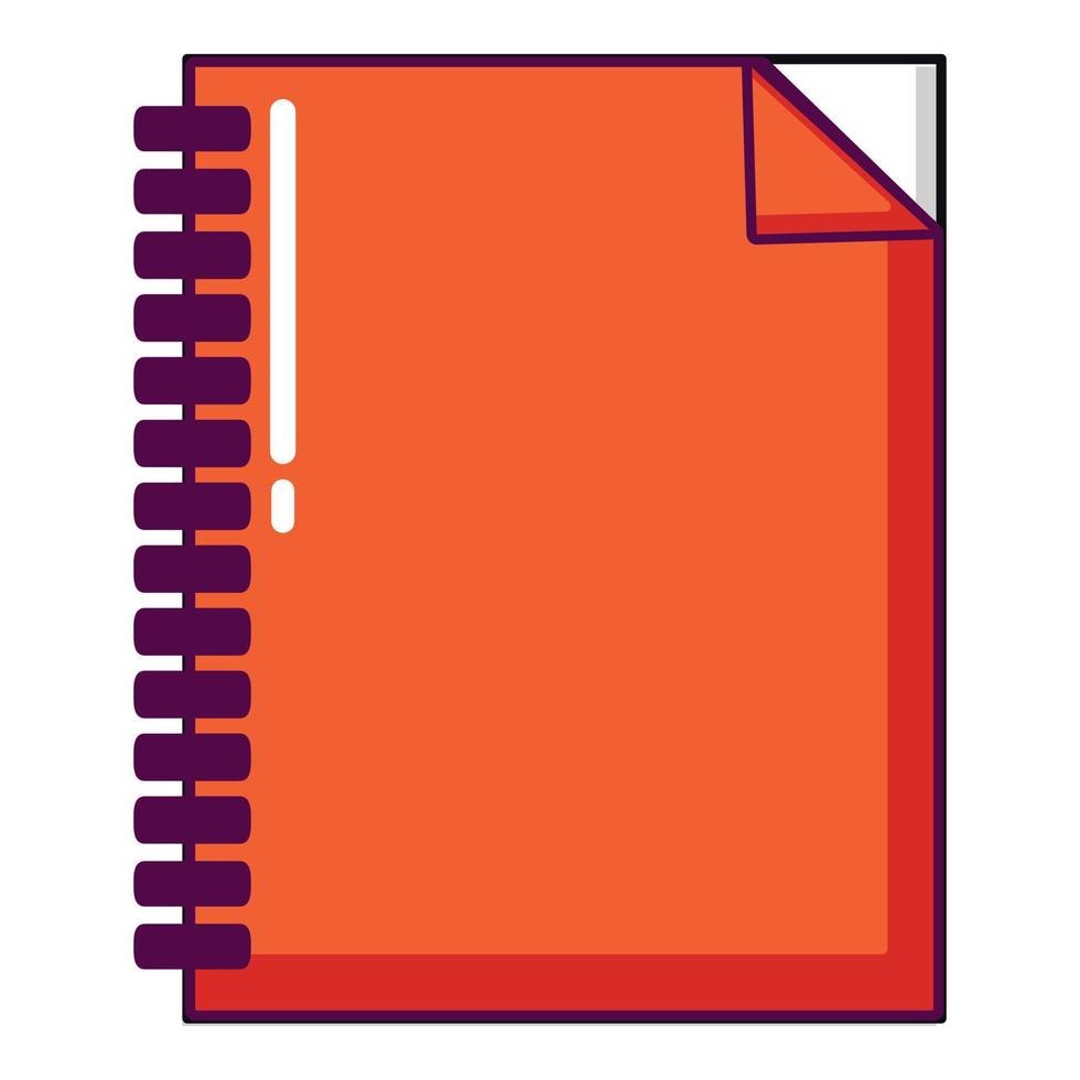 Red notebook icon, cartoon style vector