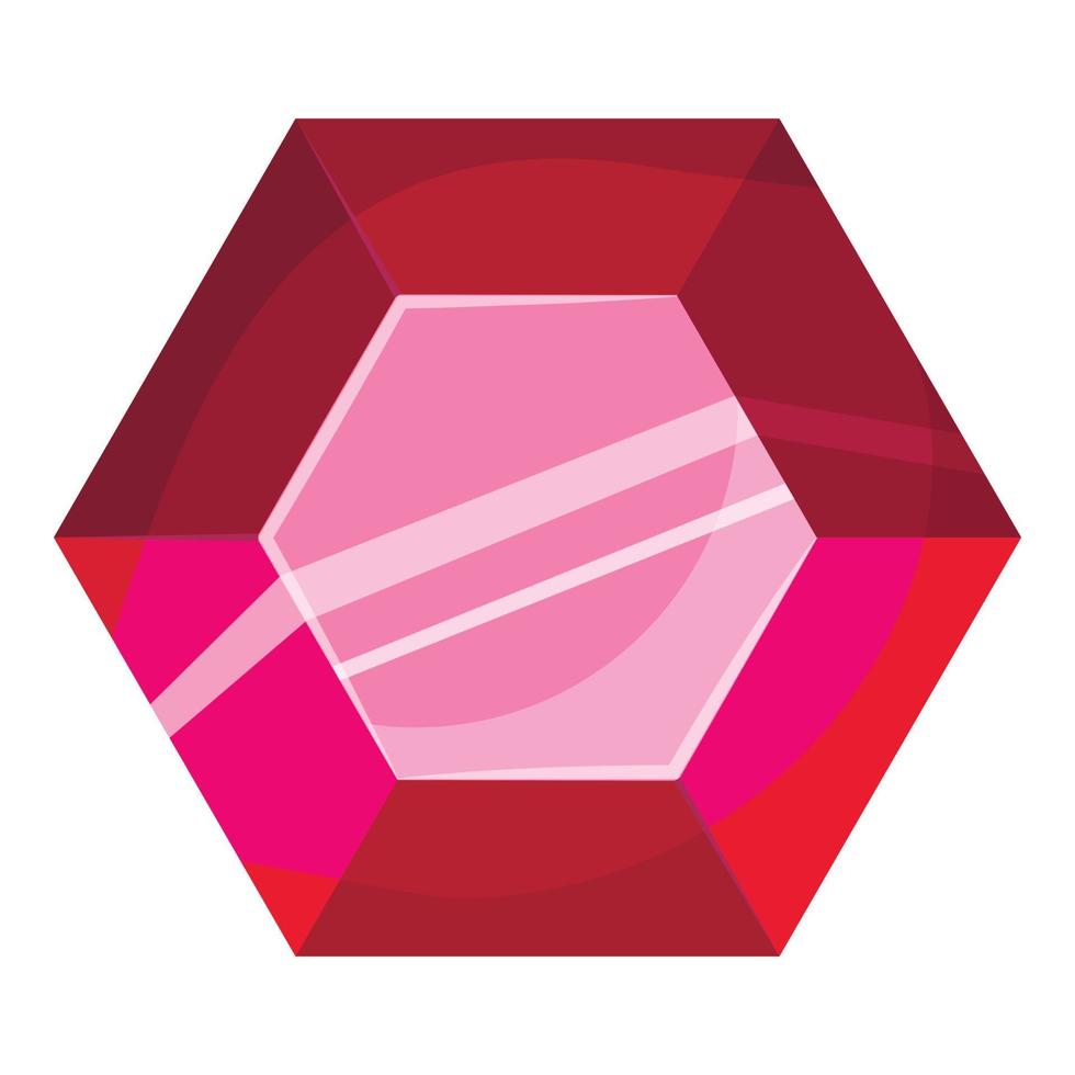 Hexagonal ruby icon, cartoon style vector
