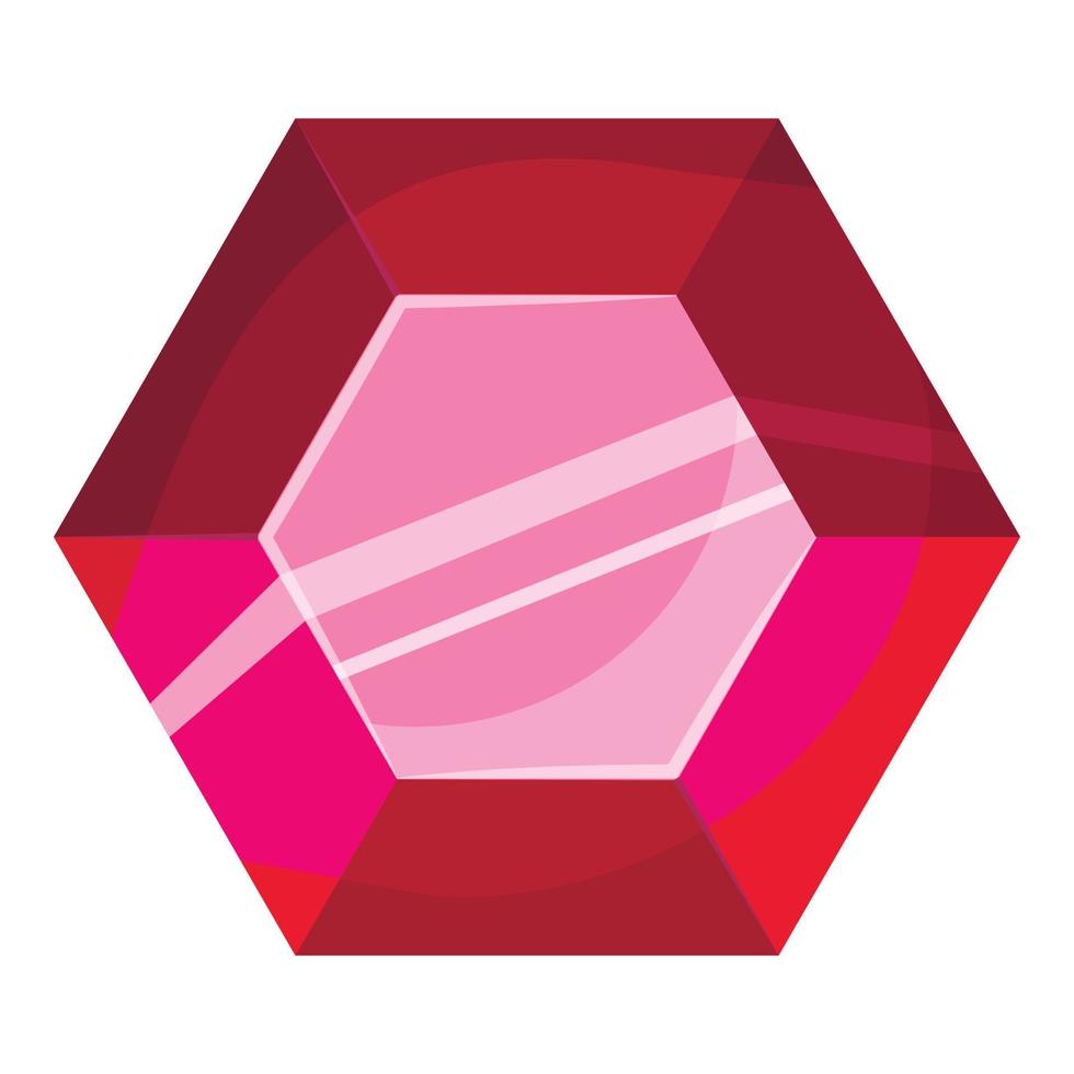 Hexagonal ruby icon, cartoon style vector