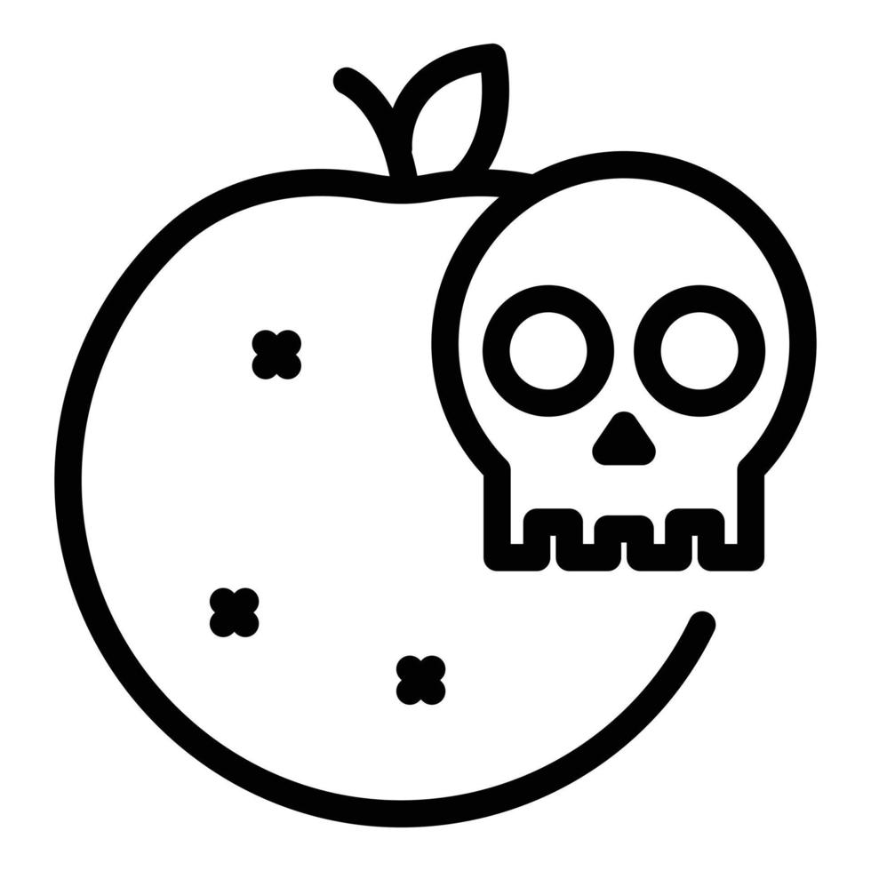vector de contorno de icono de manzana contaminada. bacterias de los alimentos