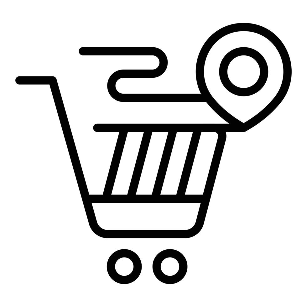 Store shop cart icon outline vector. Pin point vector