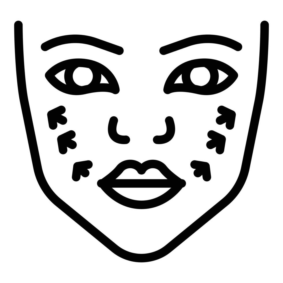 vector de contorno de icono de masaje facial con ventosas. piel de la cara