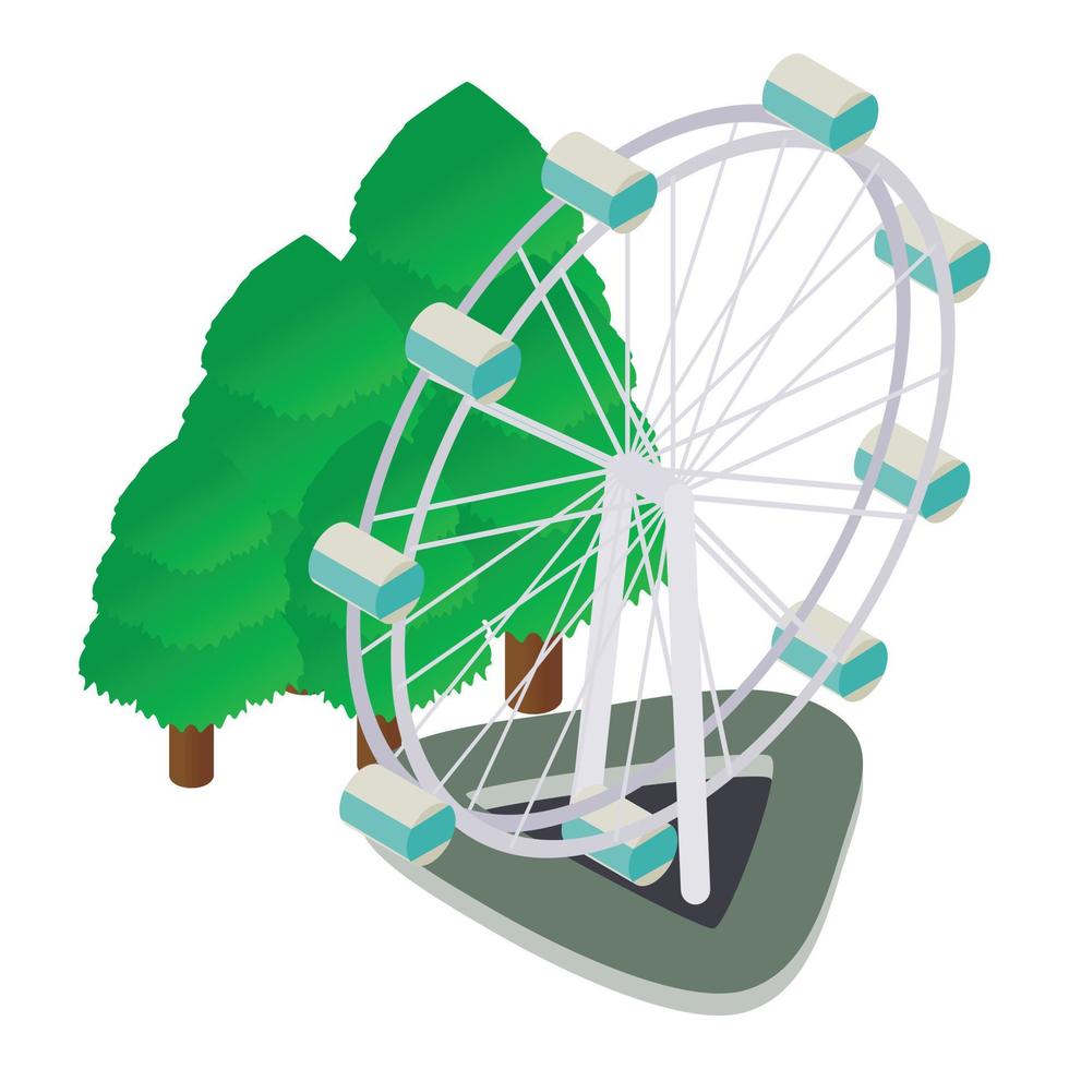 Singapore attraction icon isometric vector. Big ferris wheel in amusement park vector