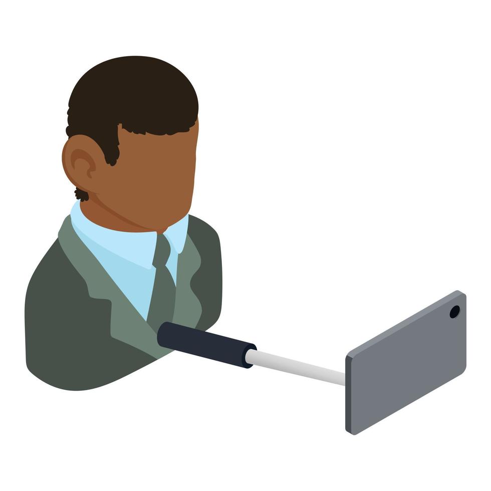 Selfie photo icon isometric vector. Businessman taking selfie on smartphone icon vector