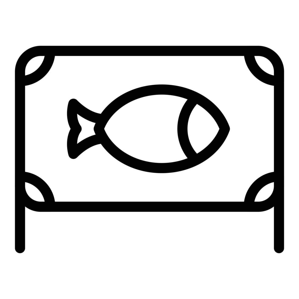 vector de contorno de icono de banner de pescado de hielo. pesca de invierno