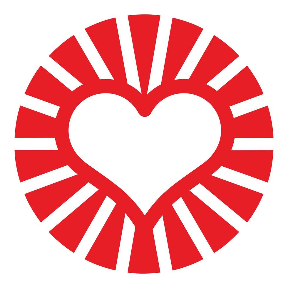 Sun heart icon, simple style vector