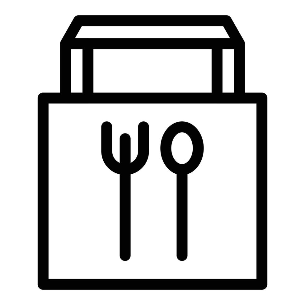 vector de contorno de icono de bolsa de comida de almuerzo. paquete de bocadillos