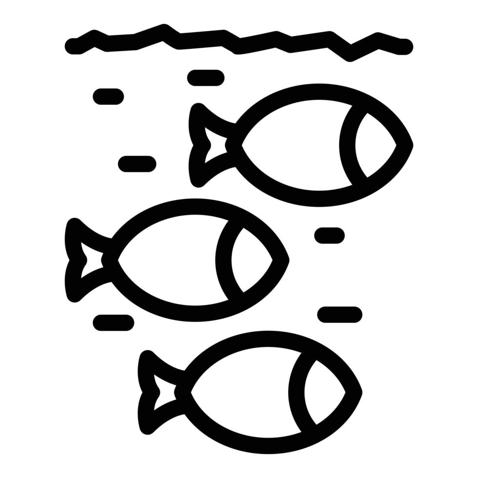 vector de contorno de icono de lago de peces de invierno. pesca en hielo