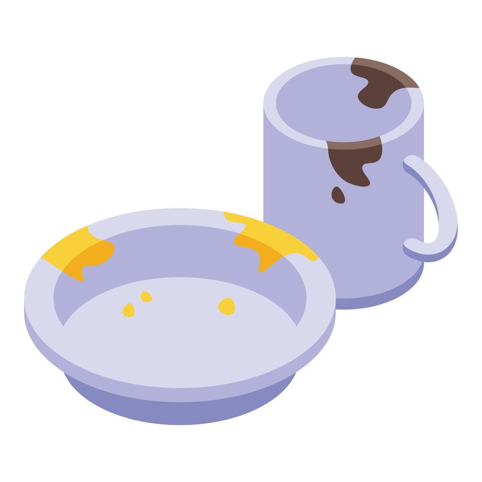 Dirty dish icon isometric vector. Kitchen plate vector