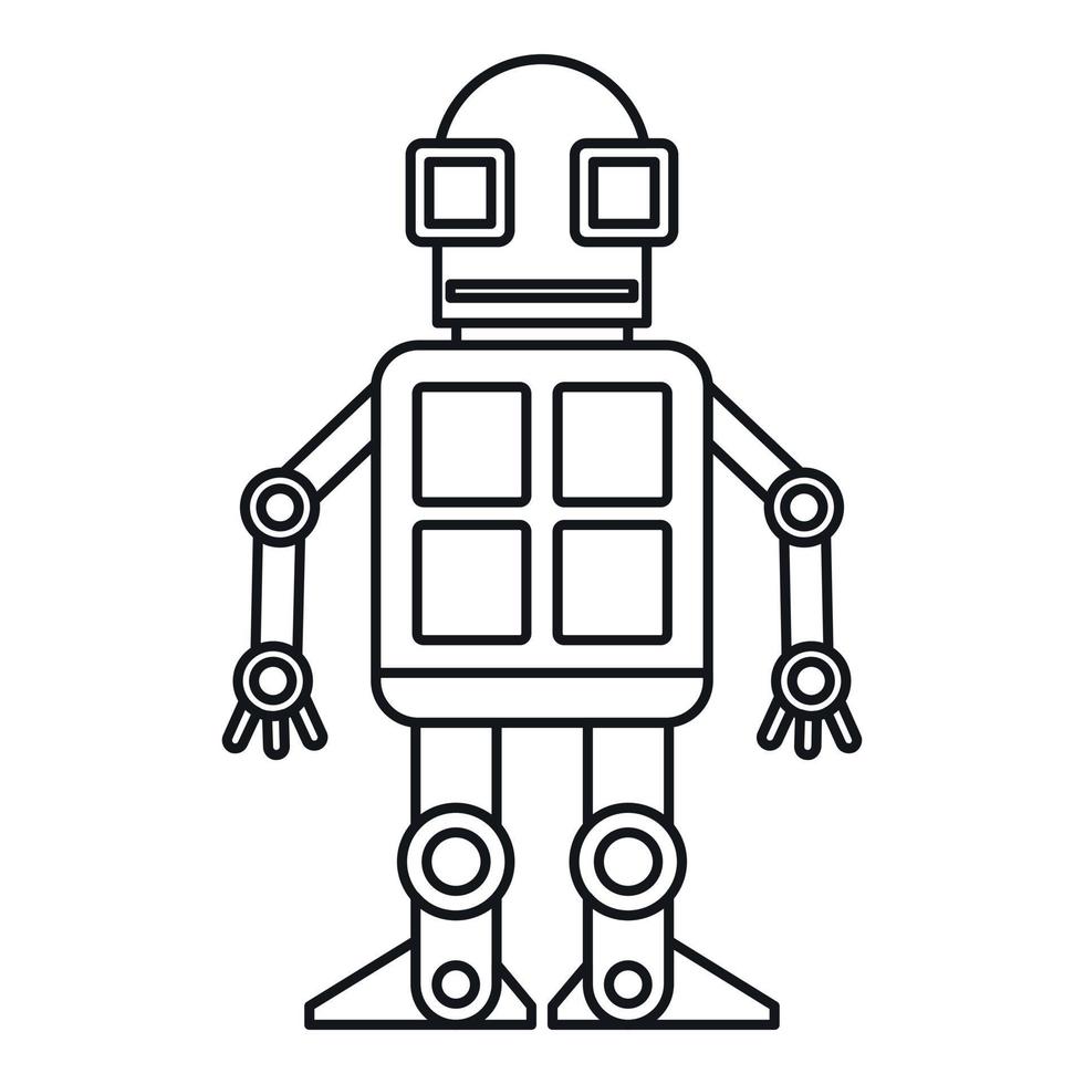 icono de robot android, estilo de esquema vector