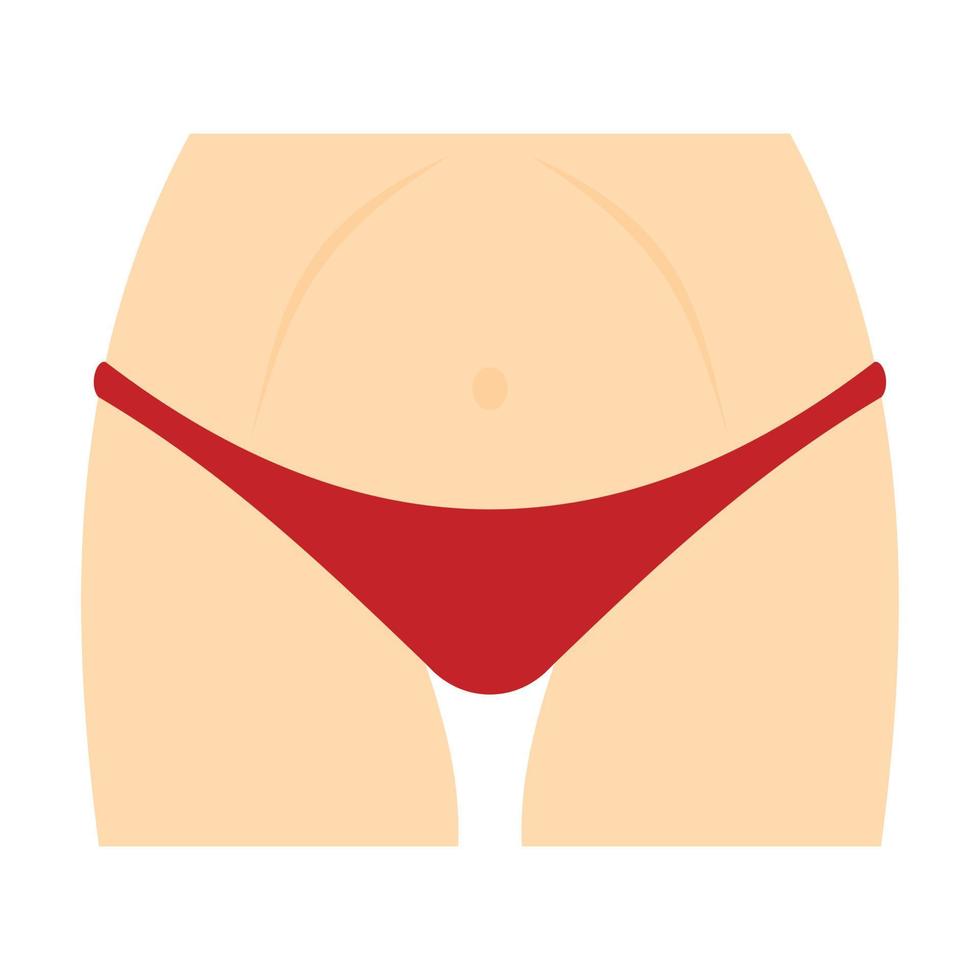 cuerpo de mujer delgado en icono de bragas rojas, estilo plano vector