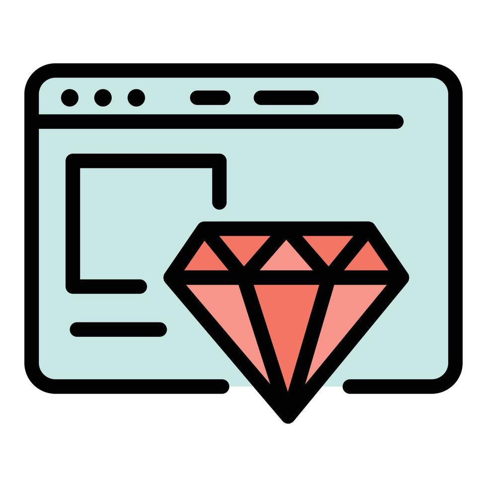 Diamond web design icon color outline vector