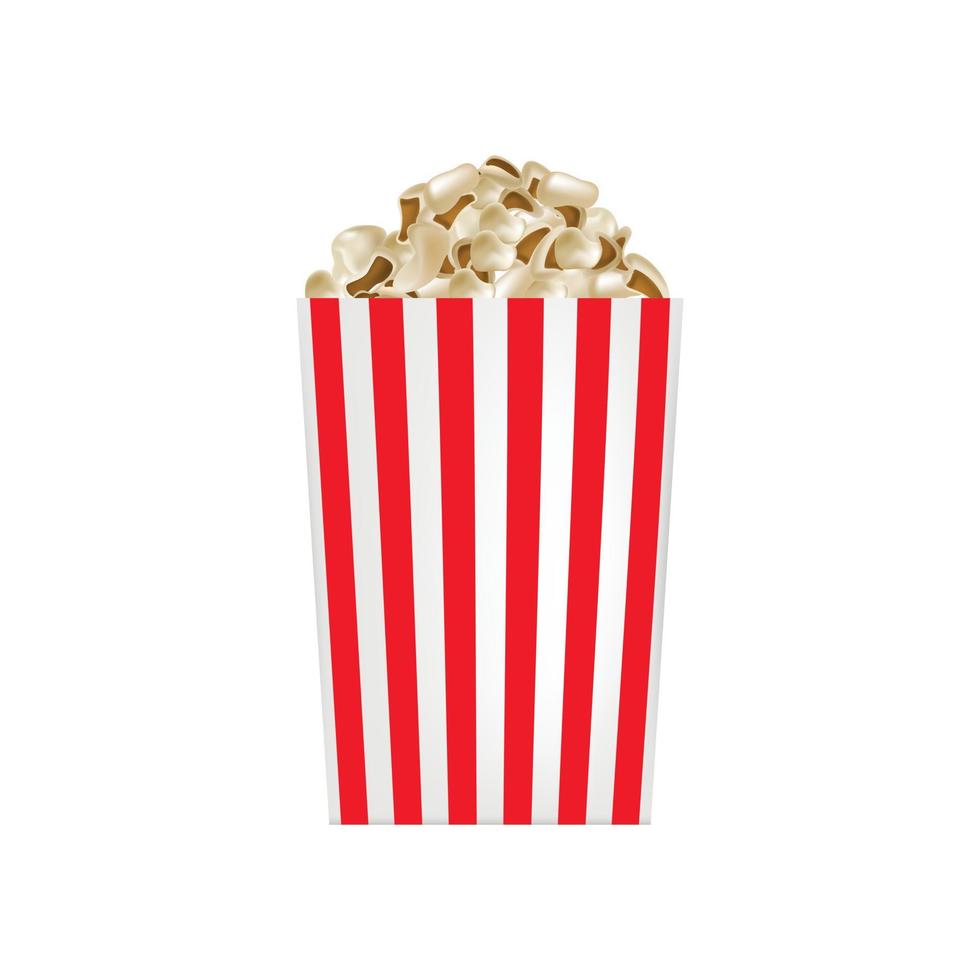 Popcorn striped box mockup, realistic style vector