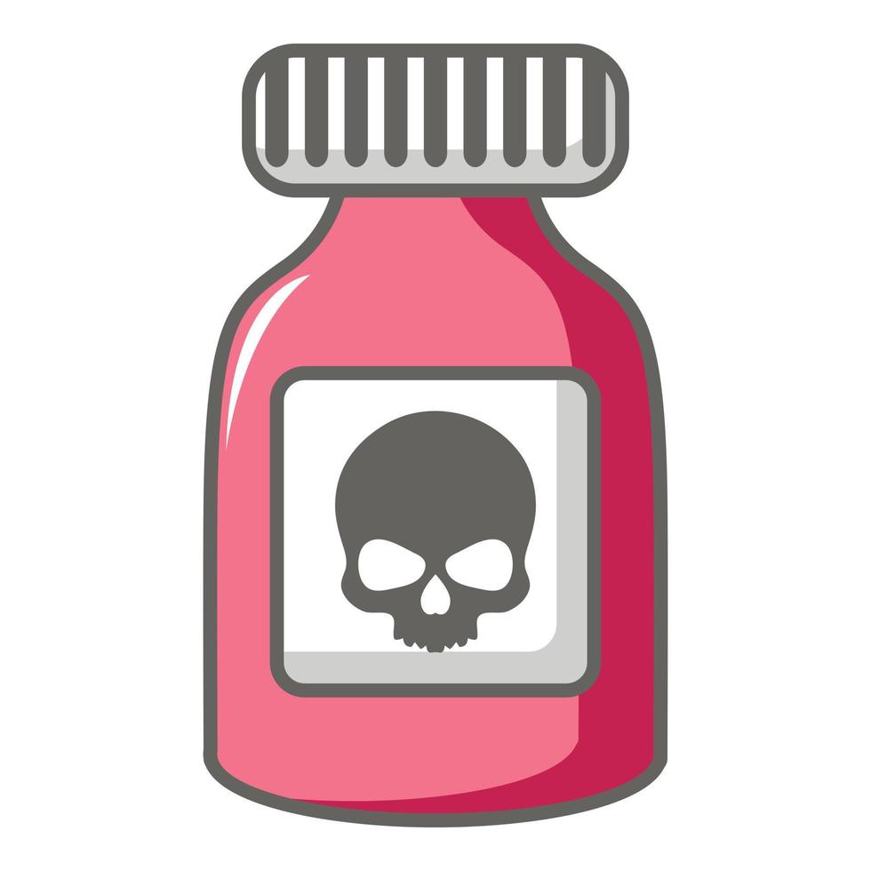 Poison bottle icon, cartoon style vector