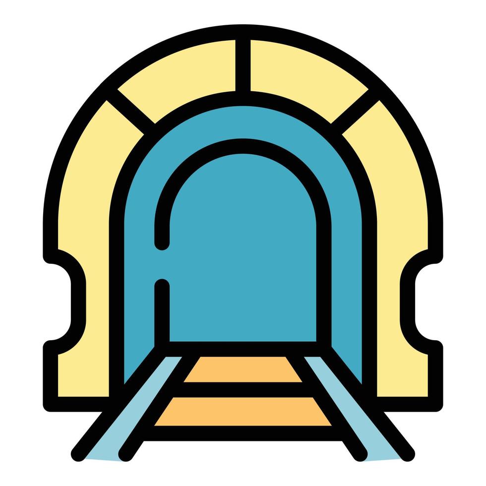 vector de contorno de color de icono de túnel de ciudad