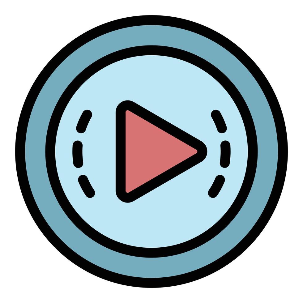 Play button icon color outline vector