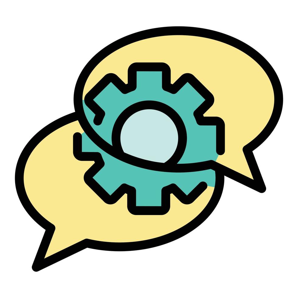 Gear chat ad icon color outline vector