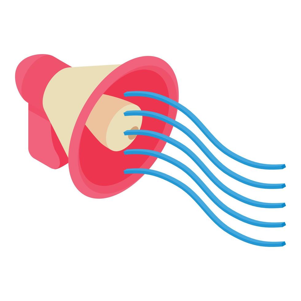 Voting agitation icon isometric vector. Pink loudspeaker with sound wave icon vector