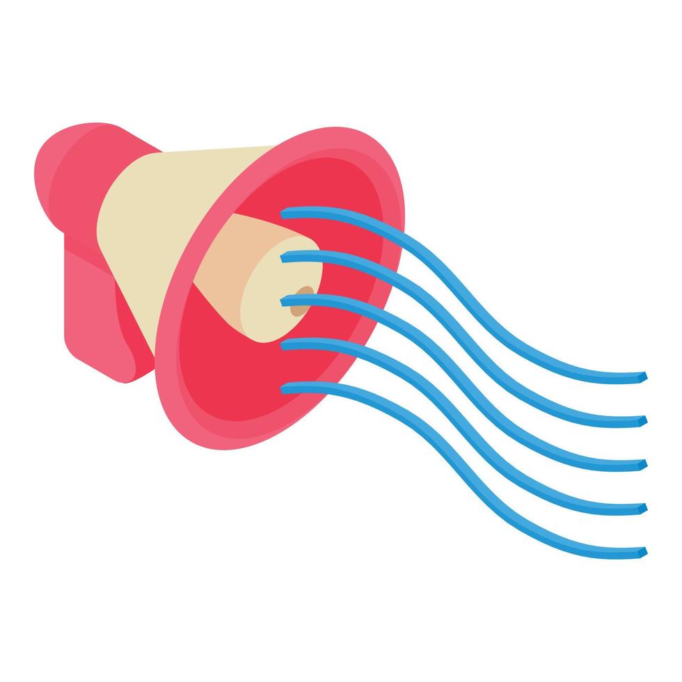 icono de agitación de votación vector isométrico. altavoz rosa con icono de onda de sonido