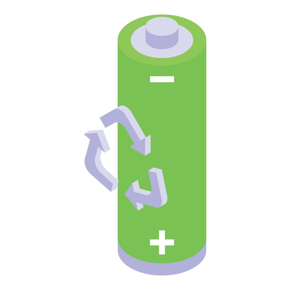 Eco recycle battery icon isometric vector. Power charge vector
