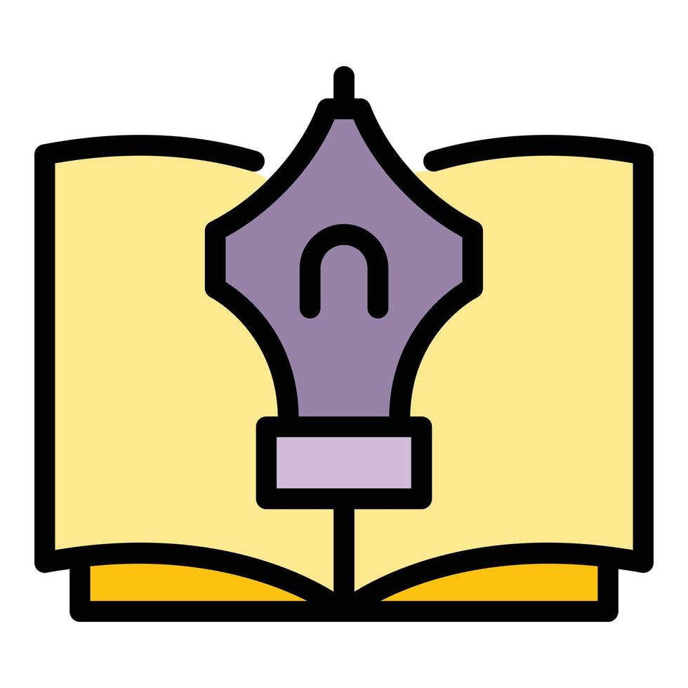 Ink pen notebook icon color outline vector
