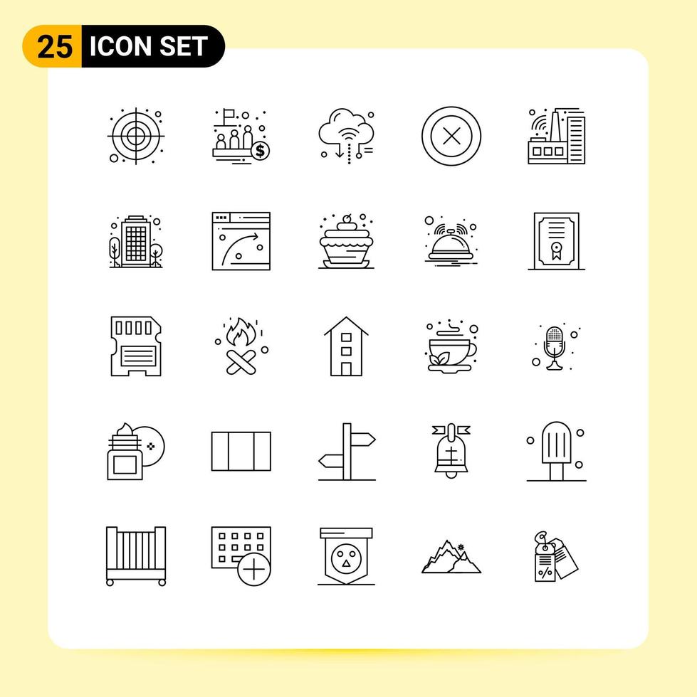 Line Pack of 25 Universal Symbols of wireframe ui trade layout cloud Editable Vector Design Elements
