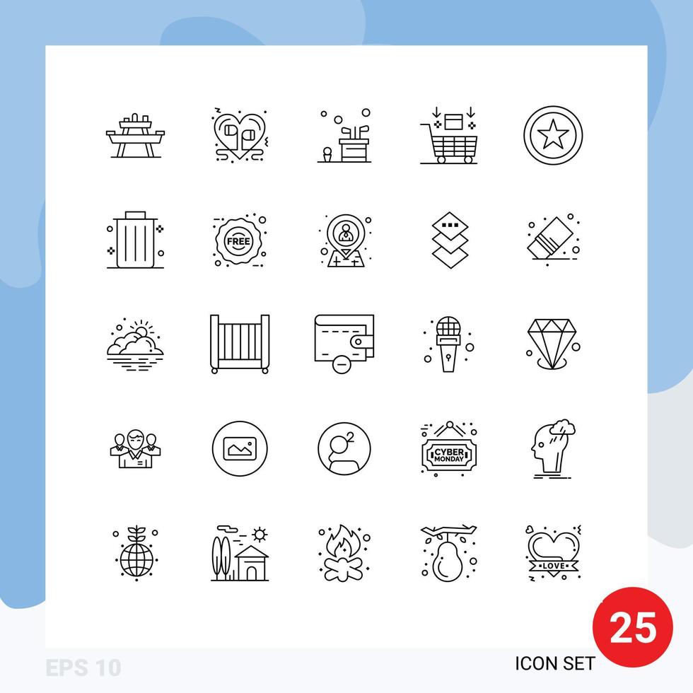 Editable Vector Line Pack of 25 Simple Lines of robot ai music sport golf Editable Vector Design Elements