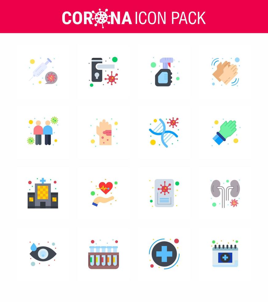 Coronavirus Precaution Tips icon for healthcare guidelines presentation 16 Flat Color icon pack such as care washing cleaning medical virus viral coronavirus 2019nov disease Vector Design Element