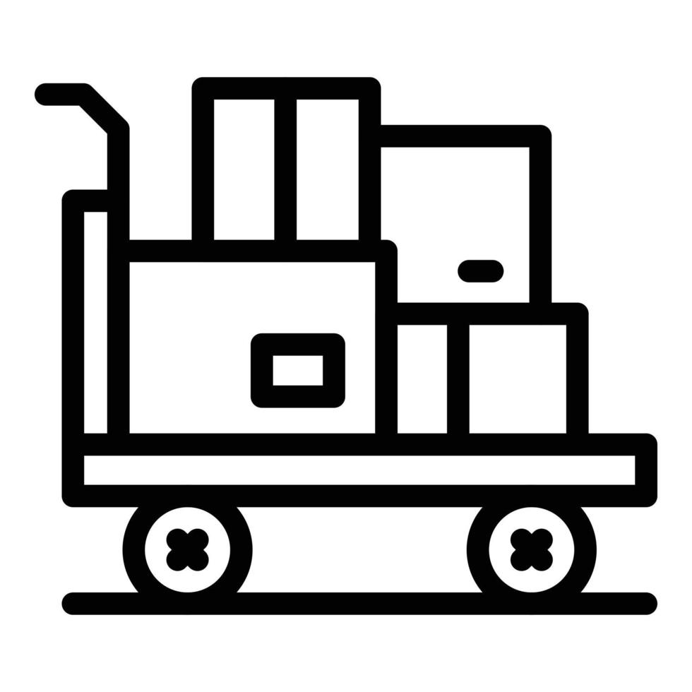 Box cart icon outline vector. House relocation vector