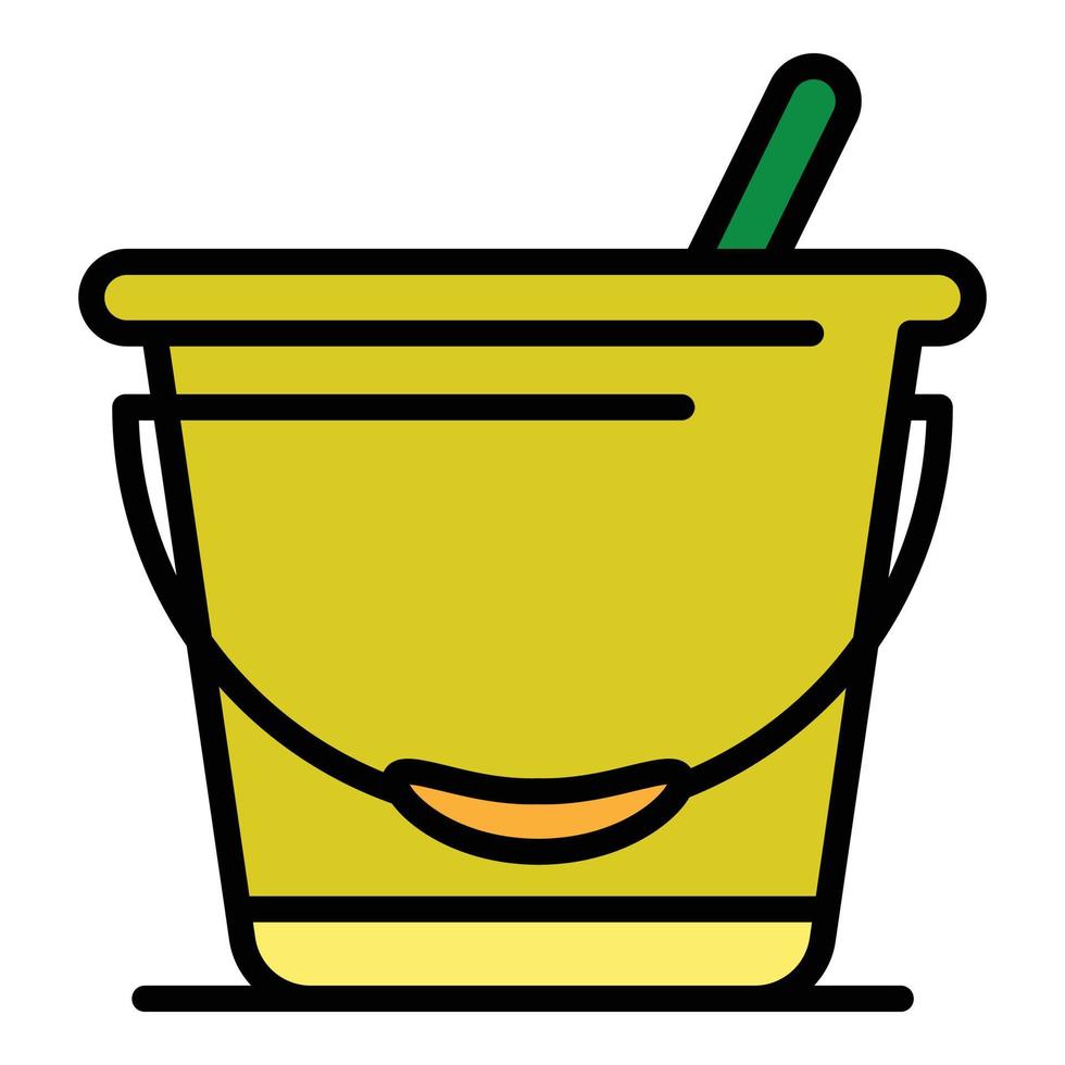 Metal bucket icon color outline vector