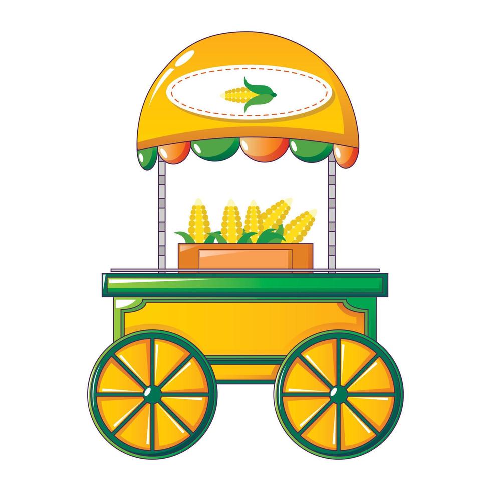 Corn street shop icon, cartoon style vector