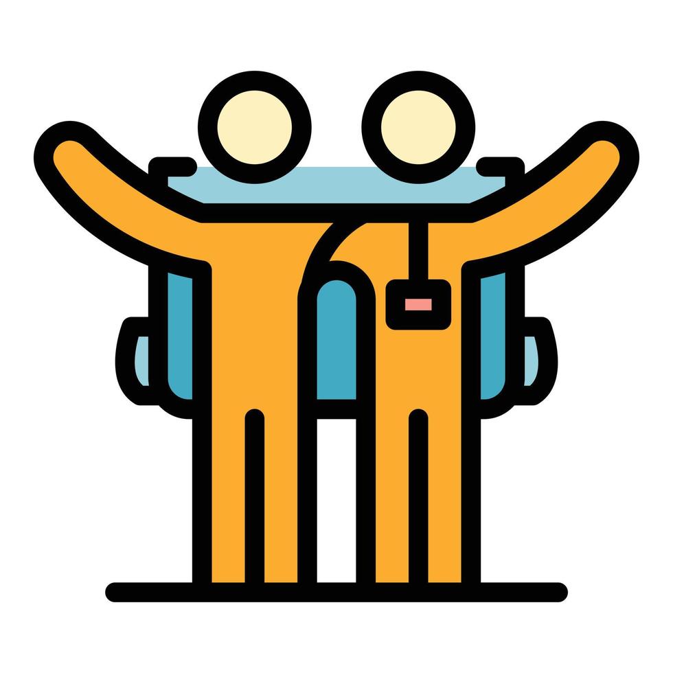 Friends hitchhiking icon color outline vector