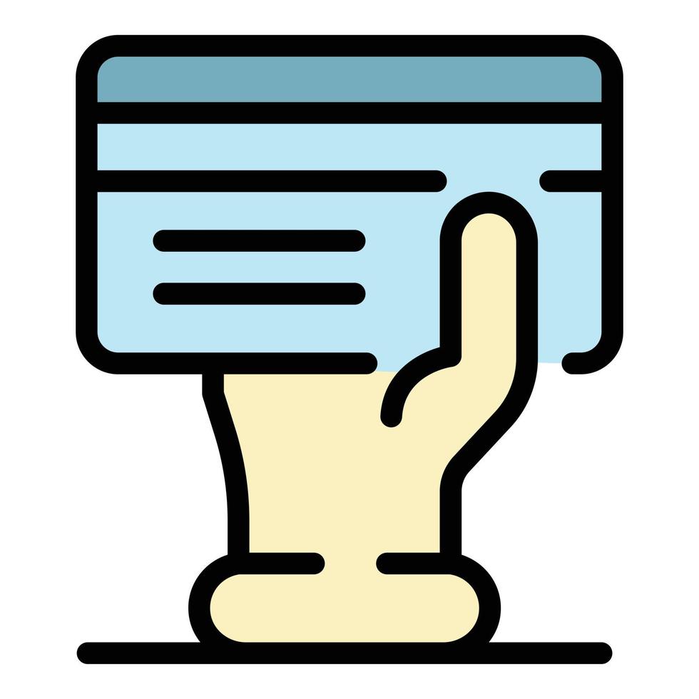 Hand take credit card icon color outline vector