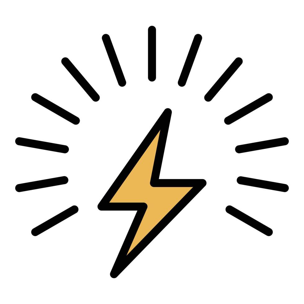 Energy bolt icon color outline vector