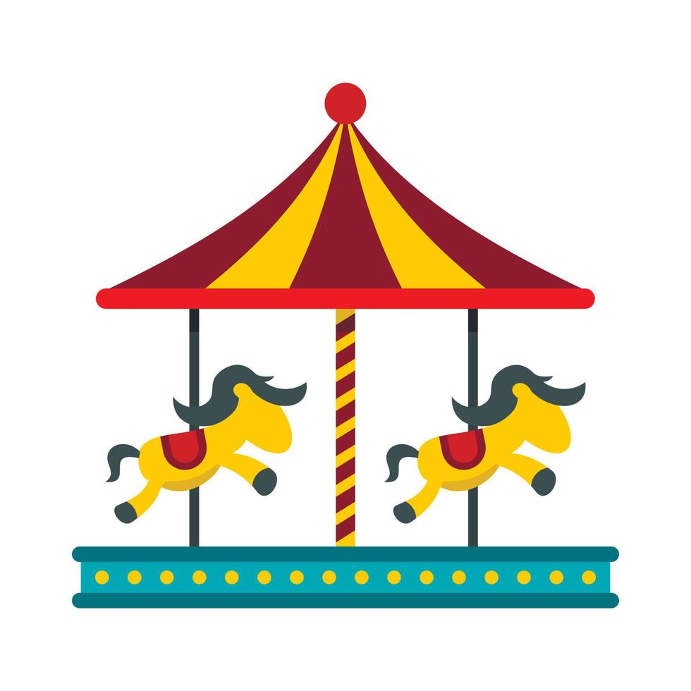 Children carousel with colorful horses icon vector