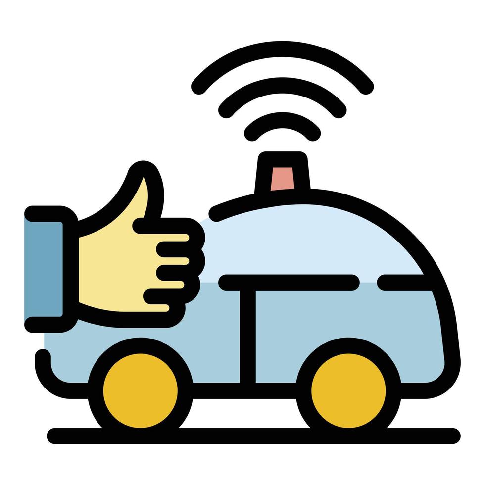 Stop unmanned taxi icon color outline vector