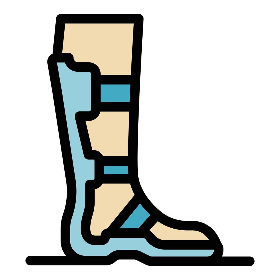 vector de contorno de color de icono de yeso de pierna