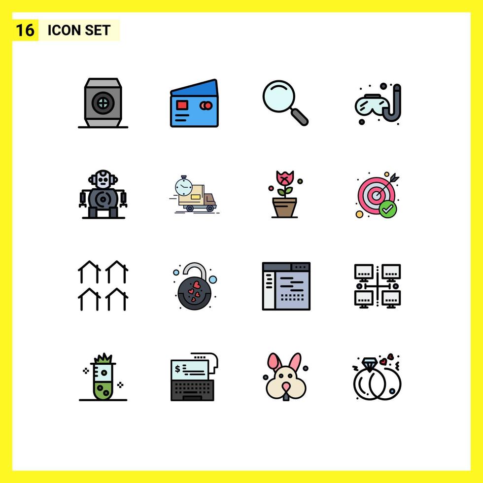 Set of 16 Modern UI Icons Symbols Signs for technology cnc general hobby swimming Editable Creative Vector Design Elements