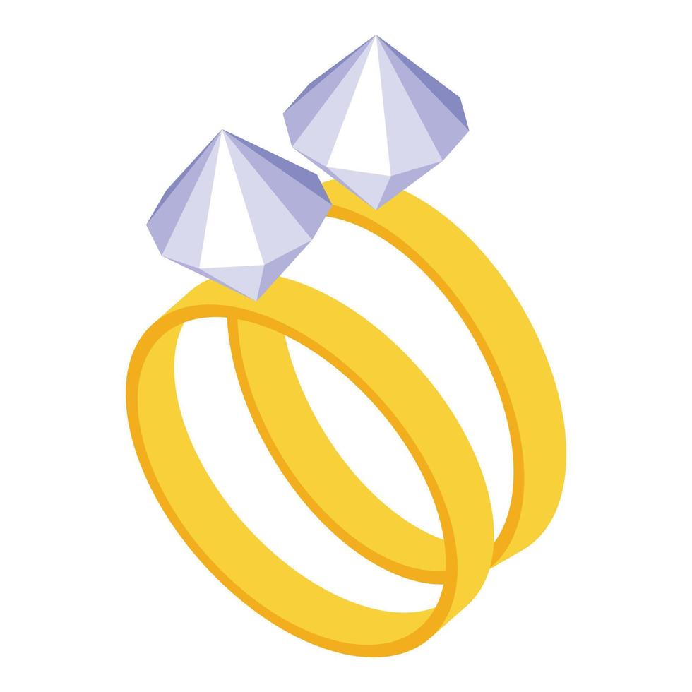 vector isométrico del icono de los anillos de matrimonio. anillo de oro