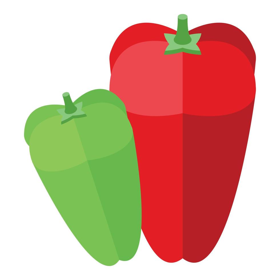 Red green paprika icon isometric vector. Sweet pepper vector
